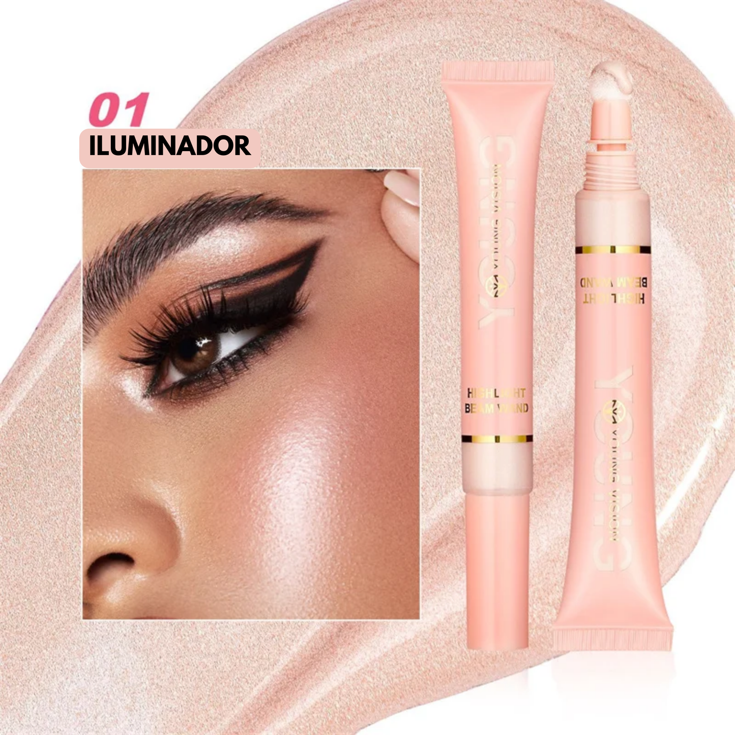 Sombra, Iluminador e Blush de Esponja