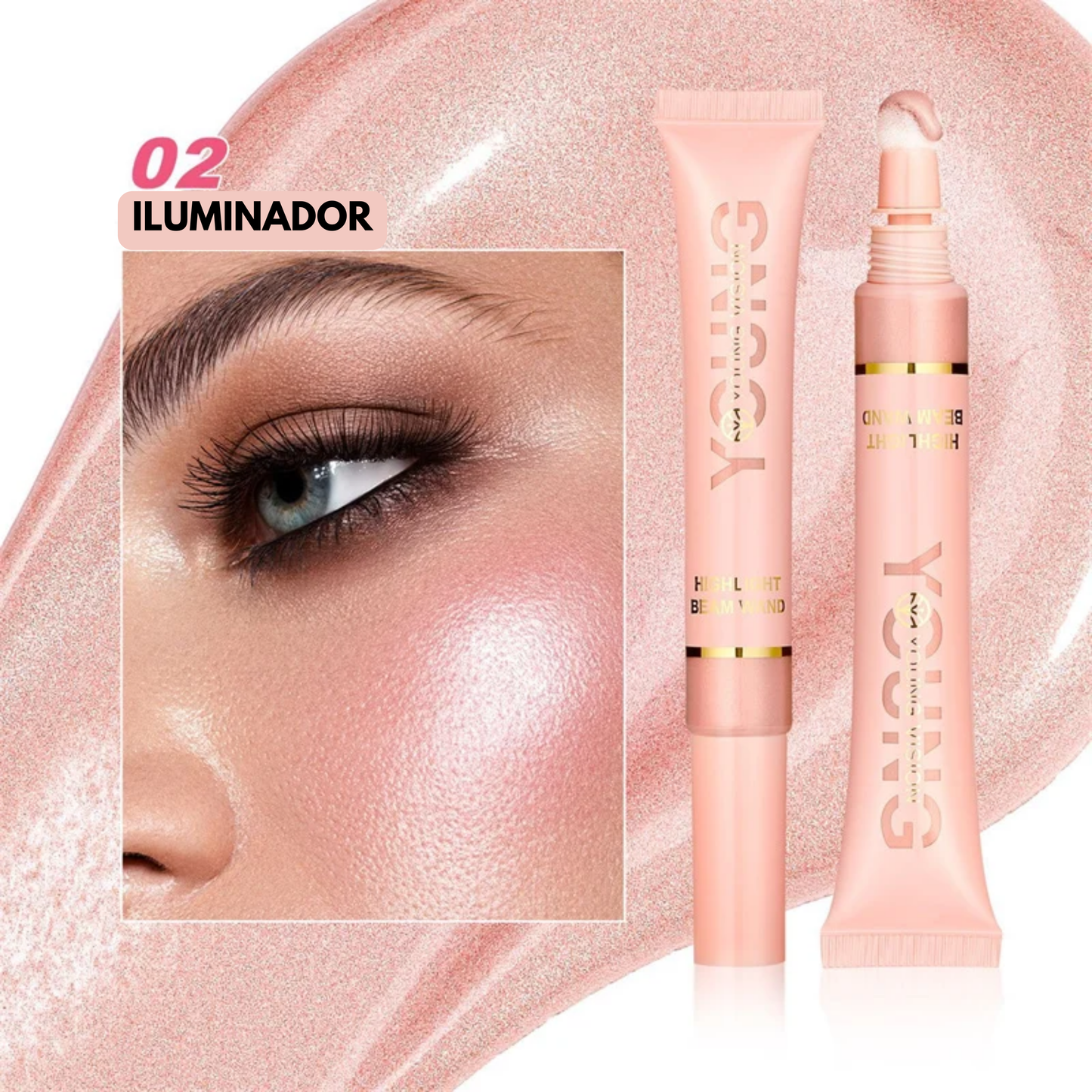 Sombra, Iluminador e Blush de Esponja