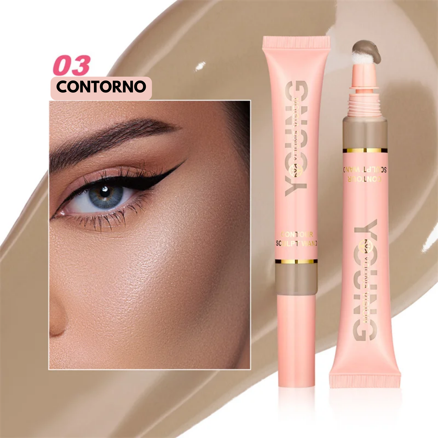 Sombra, Iluminador e Blush de Esponja