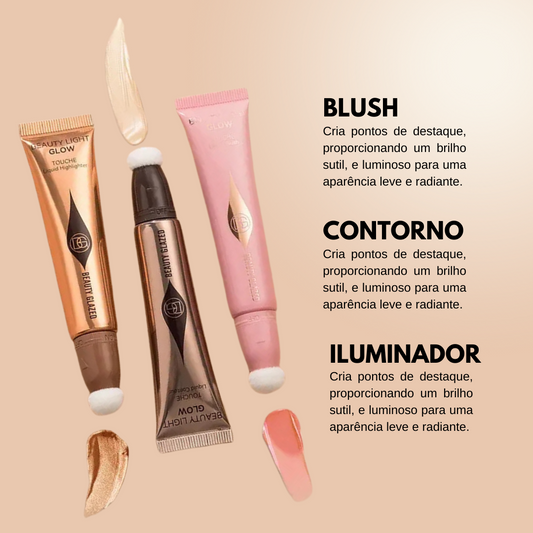 Kit Blush, Contorno e Iluminador - Beauty Glazed