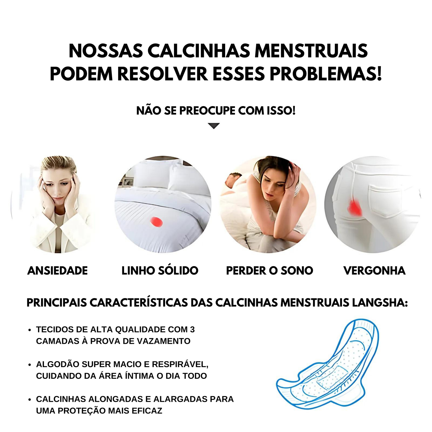 Kit Calcinhas Menstruais Ultra Conforto