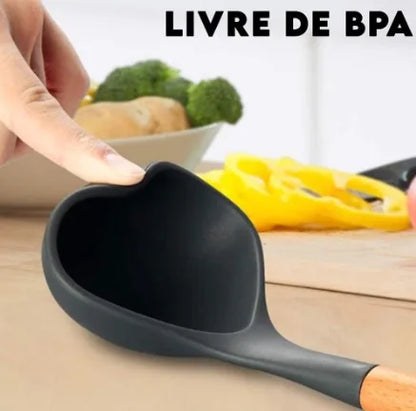 Kit Chef Elegance: Utensílios de Silicone e Madeira - 12 Peças