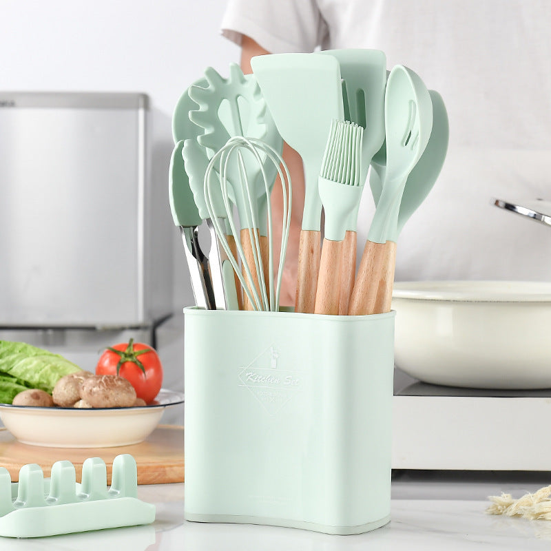 Kit Chef Elegance: Utensílios de Silicone e Madeira - 12 Peças